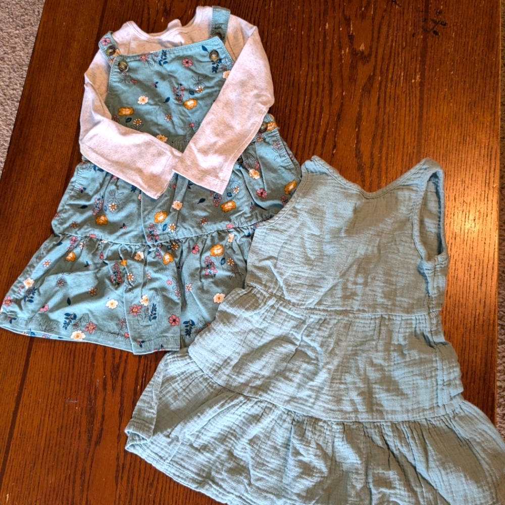 Two girls dresses, teal, size 3T